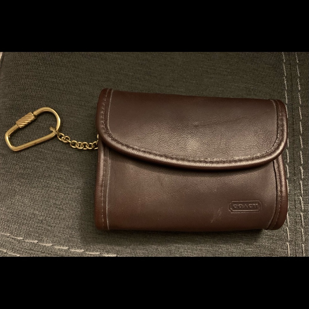 Coach Women’s brown leather wallet and key holder